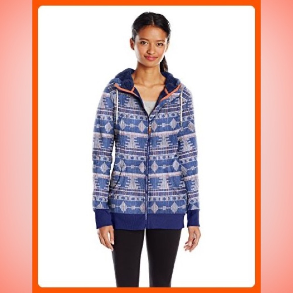 Roxy SNOW Junior's Frost Printed Fleece Jacket - large